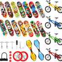 Gejoy 31 Pieces Mini Finger Toys Set Finger Skateboards for Kids Mini Bikes Tiny Swing Board with Replacement Wheels and Tools Fingertip Movement Party Favors for Kids Gifts for Ages 6 and up