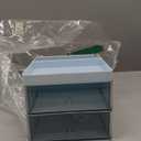 Multi-Tier Transparent Plastic Desk Storage Box with Bunny Handle - Large Capacity Drawer Organizer for Office, Books, Pens (blue, 2 Tier, 13.4x17x11cm)