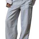 LifeShe Women Striped Baggy Barrel Jean Low Rise Straight Denim Pants Patch Pocket Barrel Trousers (Small, Blue)