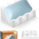 Silicone Soap Dish for Bar Soap Holder for Shower Bathroom Self Draining Waterfall Drying Tray Keep Soap Bars Dry Clean & Easy Cleaning (White, 1)