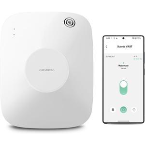 Airversa Smart Waterless Essential Oil Diffuser Scent Air Machine with 12A1V Power Adapter for Large Rooms Spaces Home and Commercial Use, Up to 2000 sq ft 400 mL Capacity Scent Diffuser, White ANA