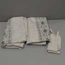 JINCHAN Small Window Curtains 45 Inch Length Christmas Decorations Linen Cafe Curtains for Kitchen Bathroom Bordered Floral Embroidered Rustic Farmhouse Light Filtering Curtain 2 Panels Green on Beige