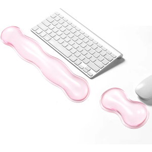 Gel Keyboard Wrist Rest Set, Clear Wrist Rest for Keyboard and Mouse, Ergonomic Keyboard Mouse Wrist Rest for Typing Pain Relief, Suitable for Office, Gaming, Computer, Laptop - Pink