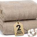 Bath Sheets  Extra Large Bathroom Sheet Set  Pack of 2 Jumbo Towels Beige (71x35in)  100% Cotton Soft Quick Dry Large Bath Towels for Adults Hotel Spa Bathroom Use