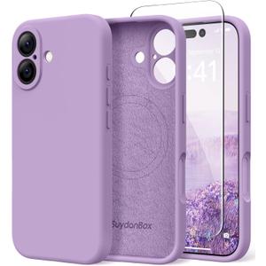 Magnetic for iPhone 17 Case, Compatible with MagSafe, [Full Camera Protection][Screen Protector] Silicone Shockproof Protective Phone Case for iPhone 17 6.3", Light Purple