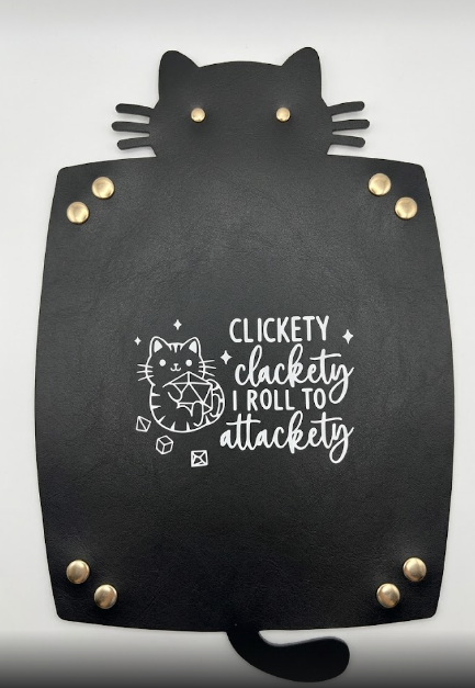 QCWN Cat Dice Tray for Rolling Portable Folding Leather Dice Rolling Tray DND Dice Holder Storage Cute Hexagonal Desk Organizer RPG Game Accessories Gift for DND PlayersBrown