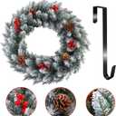 Christmas Wreath, Xmas Wreath for Front Door with Hanger, Christmas Decor with Artificial Red Berry Pine Cone Spruce, Artificial Wreath Christmas Decorations for Indoor Outdoor (Green-3, 30cm)