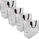 Clear Storage Bags with Zipper, Halloween & Christmas Wreath Storage Container, Large Square Gift Bag Organizer, Garland Decor Organizer, Wreath Carrier Case 25" 4-Pack