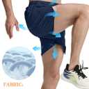 Men's Running Athletic Shorts 5 inch Quick Dry Workout Short Tennis Gym Shorts with Zipper Pockets Navy Blue L