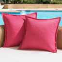 Woaboy Set of 2 Outdoor Waterproof Throw Pillow Covers Broadside Decorative Farmhouse Linen Cushion Cases for Bedroom, Living Room, Patio, Sofa, Chairs 18x18 inch, Hot Pink