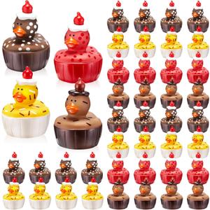 Deekin 48 Pcs Rubber Ducks 2" 4 Style Cute Ducks Bulk Small Assortment Duckies Pool Party Favors Decoration (Cupcake)