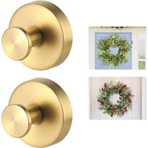 MrAthlet Suction Cup Wreath HangerSuction Cup Hooks Hanging 15 LbsWaterproof Suction Cup Wreath Holder for Windows, Shower, WreathsSmooth Doors (Gold, 2)