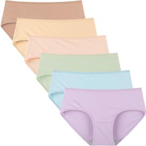 INNERSY Womens Underwear Cotton Hipster Panties Regular & Plus Size 6-Pack (Large, Bright Basics)