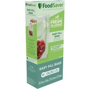 FoodSaver Easy Fill 1-Gallon Vacuum Sealer Bags | Commercial Grade and Reusable | 10 Count