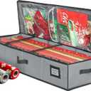 HOLDN STORAGE Premium Wrapping Paper Storage Container - Durable 600D Tear-Proof, Fits 27 Rolls Gift Wrap, Extra Pockets for Ribbons & Bows, Under bed Storage - Ideal for Holiday Christmas, Gray