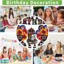 30 Pcs TV Series Role Birthday Decorations, Horror Theme Party Decorations, Includes 1 Banner, 16 Balloons, 1 Happy Birthday Topper, and 12 Dessert Decorations.