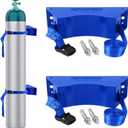 2PCS Propane Tank Holder, Propane Tank Mount, Quality ABS Gas Cylinder Holder with Screws and Safety Chain Supported 4"-12", Suitable for All Kinds of Gas cylinders (Blue)