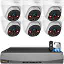 OOSSXX (2026 New) 4K PoE Security Camera System, 8CH NVR w/ 3TB HDD, 6pcs Wired Dome Cameras, 130 Wide Angle, PIR Motion Detection, 2-Way Audio, Remote Control, No Monthly Fee App
