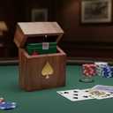 Birthday Gift Ideas Handcrafted Classic Wooden Playing Card Holder Deck Box Storage Case Organizer With Premium Quality 'Ace' Playing Cards Anniversary Housewarming Gift Ideas For Men & Women (Spade)