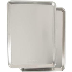 Nordic Ware Naturals Half Sheet - USA Made Aluminum Commercial Quality Sheet Pan for Baking or Roasting, Encapsulated Galvanized Steel Rim Prevents Warping, 2-Pack, 2pk Half Sheet
