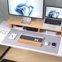 Aothia Large PU Leather Desk Pad Protector - Non-Slip Mouse Pad & Writing Mat for Office/Home, Waterproof, Easy to Clean (36" x 17", Smoky Lavender)