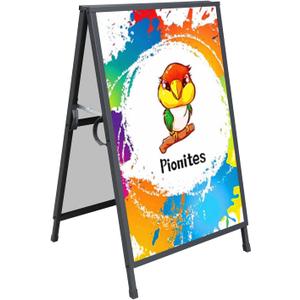 Pionites Heavy Duty Slide-in Folding A Frame Sign Sidewalk Sign 24x 36 Inch Steel Metal Double-Side Pavement sign Corrugated Plastic Poster (1, Black, 24''X36''(Frame Only))