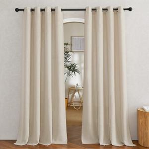NICETOWN Cream Beige Linen Curtains & Drapes 84 inches Long, Grommet Flax Linen Burlap Semi Sheer with Light Filtering Privacy Window Treatments for Living Room, W52 x L84, 2 Pieces (52"W x 84"L (Pack of 2), Linen Cream)