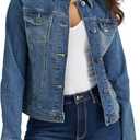 Wrangler Authentics womens Stretch Denim Jacket (Medium, Blue)