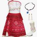 COTRIO Princess Dress Up for Girls Halloween Costumes for Kids Dress Up Clothes Toddler Girl Outfit with Accessories Necklace,  Size M