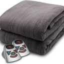 Biddeford Blankets Micro Plush Electric Heated Blanket with Digital Controller, Queen, Grey