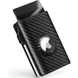 Wallet for Men Minimalist Pop Up Credit Card Case Holder 1-7 Cards, Smart Slim Wallet with Money Clip ID Window RFID Blocking Bifold Compact(Airtag Not Included) Wallets Gifts for Men (Carbon)
