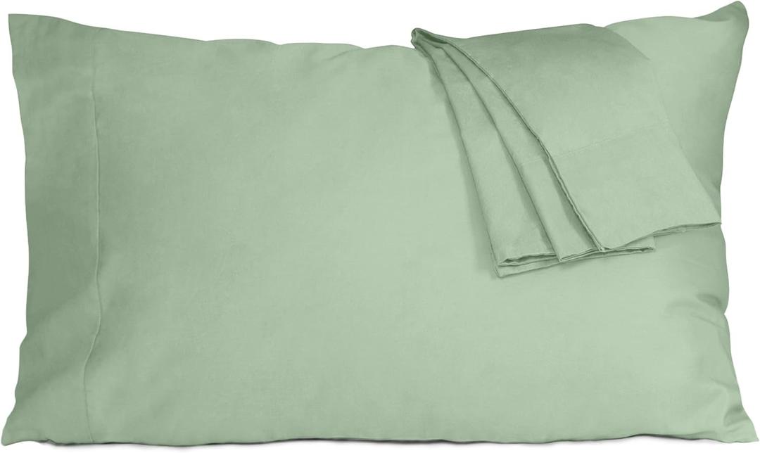 Pillow Cases, King Size Cotton Percale Weave Pillowcases, Pre-Shrunk Breathable and Hypoallergenic Pillowcases, Set of 2 (2 Piece King 20 Inch x 40 Inch, Sage Green)