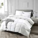APSMILE King Size Luxury 100% Organic Cotton All Season Down Feather Fibers Comforter, Extra Fluffy Medium Warmth Duvet Insert(106x90, Ivory White)