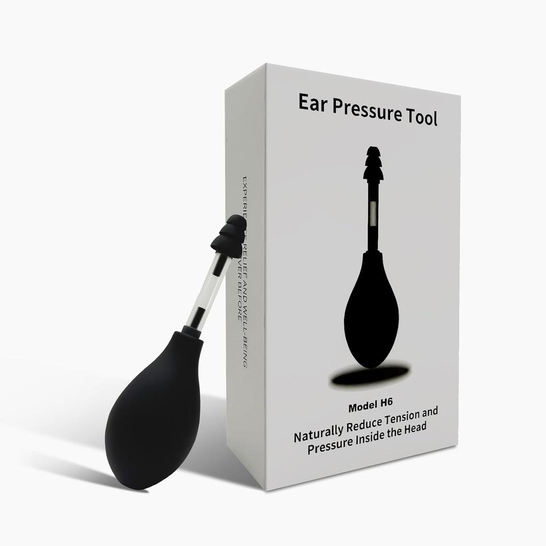 Ear Pressure Relief Suction Device, Ear Pressure Tool, Migraine and Headache Relief Tinnitus Products, Airplane Ear Pressure Relief Through Inner Ear Pressure Balance, Reduces Tension - Black