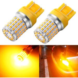 PHINLION 7443 Amber LED Turn Signal Light Bulbs, Super Bright 3014 72-SMD T20 7440 7444 LED Yellow Bulb for Rear Front Turn Signal Blinker Parking Lights, Pack of 2