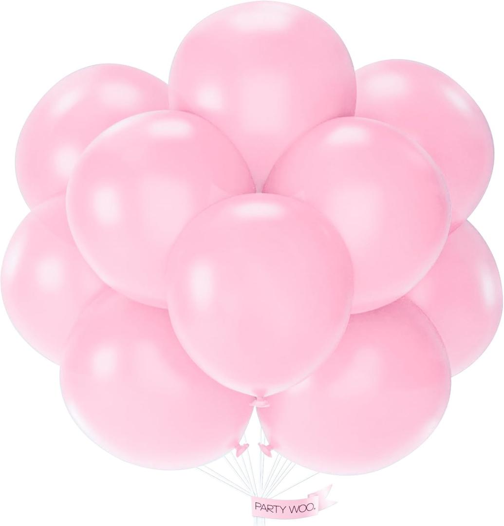 PartyWoo Light Pink Large Balloons 20 pcs 18 Inch Big Jumbo Giant Pastel Baby Pale Pink Helium Balloons for Baby Shower Gender Reveal Valentine's Day Princess Birthday Party Decorations Pink-Q05