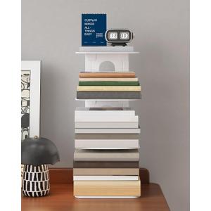 UMDONX Desktop Bookshelf Organizer Large Capacity Standing Desk Storage Rack for Books, Notebooks, Office Supplies & Decor  Easy to Assemble Space-Saving Book Organizer for Home & Office White