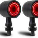 DREAMIZER Motorcycle Led Turn Signal Lights 2pcs,Bullet Blinker Motorcycle Front Rear Brake Light Universal Compatible with Harley Honda Suzuki Triumph Yamaha Bobber Cafe Racer Chopper (A/Black shell + yellow-red light)