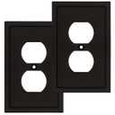 Henne Bery Modern Edge Decorative Wall Plate Switch Plate Outlet Cover, Durable Solid Zinc Alloy (Single Duplex 2PK, Matte Black)