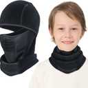 Venswell Kids Balaclava Windproof Ski Mask Winter Face Warmer for Cold Weather Boys Girls (One Size, A-1-black)