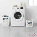 Set of 2 Plastic Laundry Baskets with Handles Large & Small Ventilated Hampers for Clothes Storage & Organization Lightweight Stackable Bins for Bedroom Bathroom Dorm and Washing Area, White