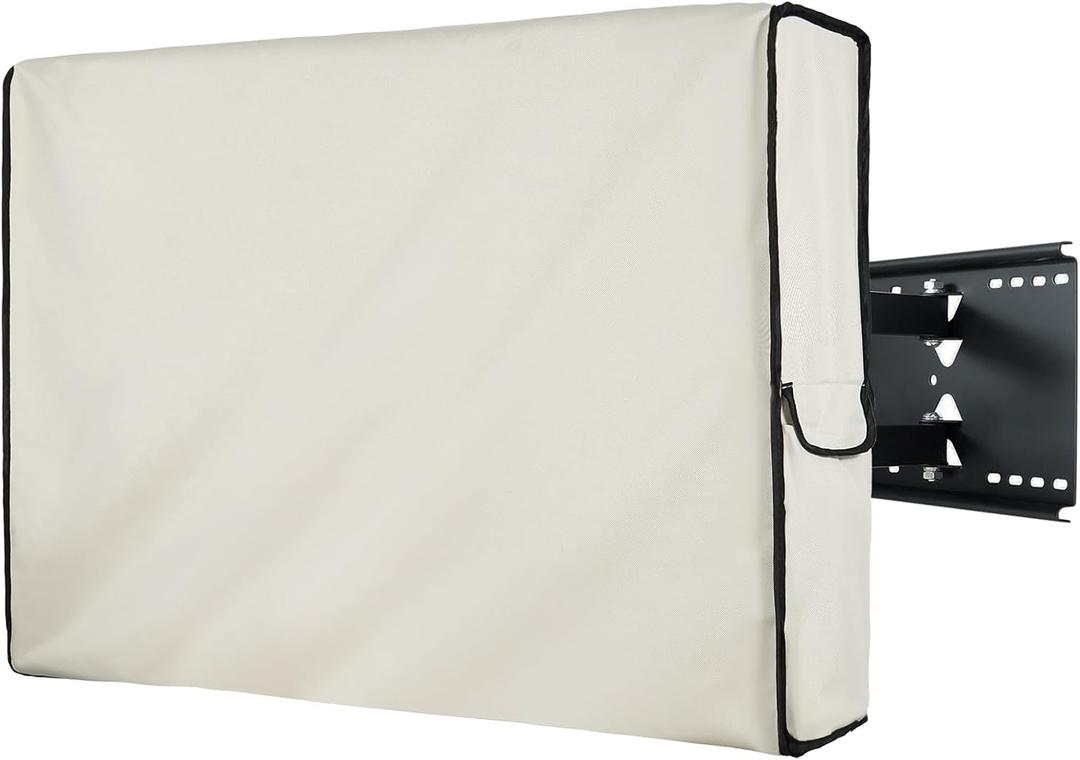 Porch Shield 63-65 inches Outdoor TV Cover Universal Weatherproof Protector for LCD LED Plasma Flat TV Screen Compatible with Wall Mounts and Stands Beige