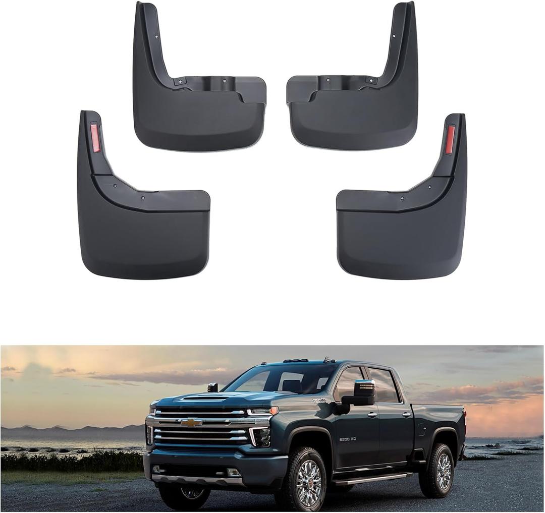 Kiwi Master Mud Flaps for 2019-2026 Chevy Silverado 1500 (Not Fits ZR2/LT Trail Boss/Custom Trail Boss), Heavy Duty Mud Guards, Front & Rear Splash Guards, Non-Drilling, 4 Pcs Set