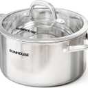 SUNHOUSE Whole-Clad 12 Quart Stainless Steel Stock Pot with Lid | Professional Whole Body Clad Stock Pot with Glass Lid - Induction Compatible Large Pot For Cooking