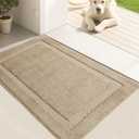 Oiilores Door Mat Indoor Entrance, Dirt Trapper Entryway Rug with Non-Slip Rubber Backing, Washable Inside Front Entry Rugs, Super Absorbent Doormat for Home, Dog Mat for Muddy Paw, (20" x 32", Beige)