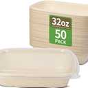 bloomoon 50 Pack 32 oz Paper Meal Prep Bowls with Lids