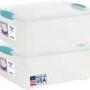 Tribello Plastic Storage Containers, 12 Qt, Clear with Lids, 2 Pack, Made in USA (Deep - 14 x 11 x 6)