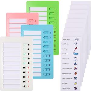 Aleric 4 Pieces Chores Chart for Kids Chore Chart, Sliding Routine Chart to Do List, My Chores RV Checklist Task Planning Board for Kids and Adults, ADHD Tools Routine Visual Schedule Reminder