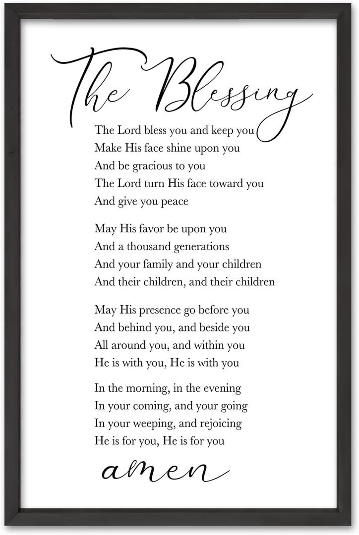 SRSZHIYUE The Blessing Song Lyrics Christian Wall Decor 16"×24" Scripture Amen Quotes Sign Religious Christ Prayer Bible Verse Rustic Farmhouse Home Living Room Small Wall Hanging (Black)