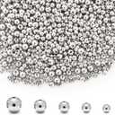 300Pcs Gold Filled Spacer Beads for Jewelry, 4mm Silver, Round, Brass, Craft Beads